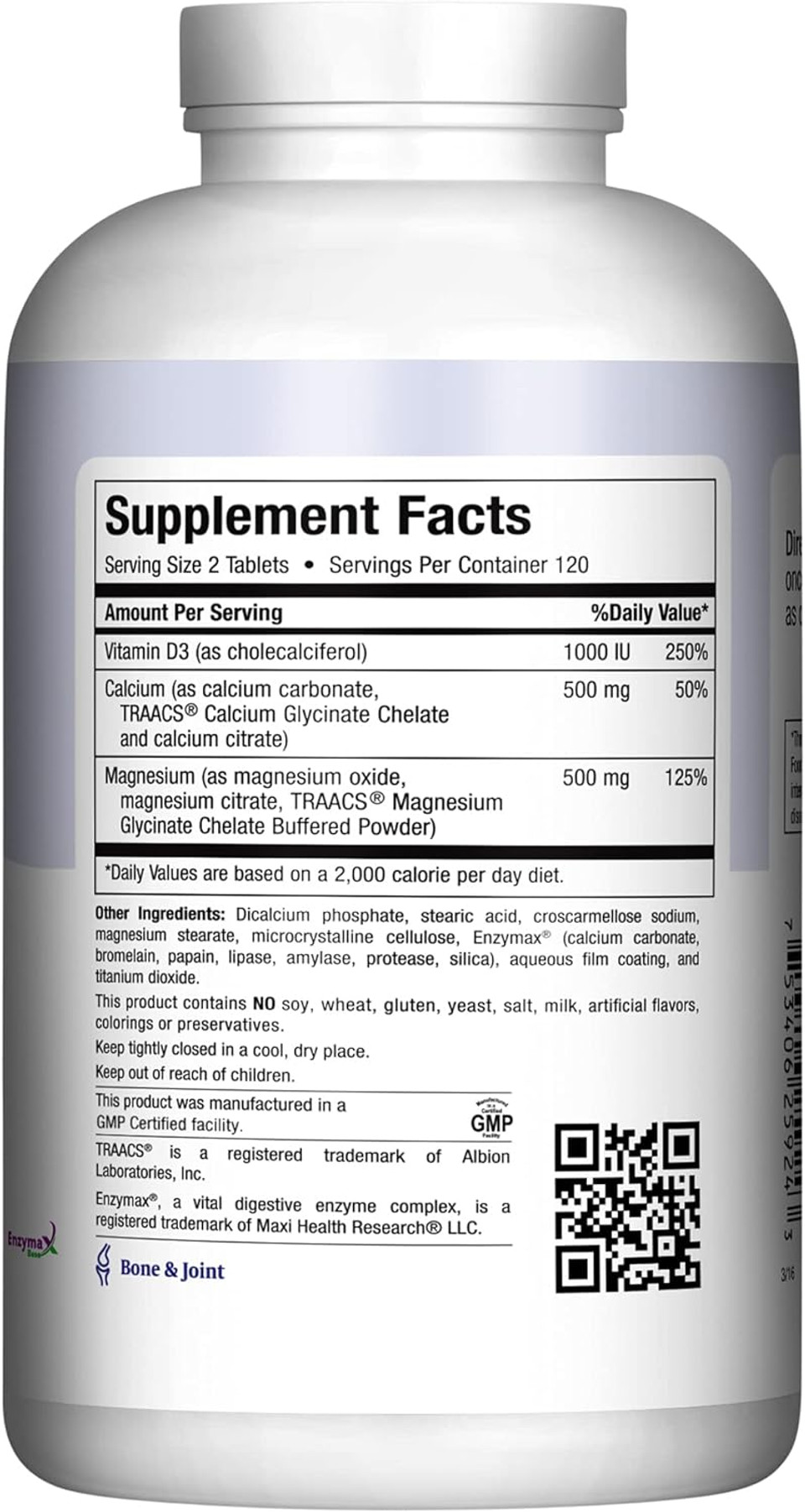 Maxi Health Calcium 1000 Mg Supplement With Vitamin D3 (1000 Iu) And Magnesium (500 Mg) - Bone, Teeth And Joint Support For Men And Women - 360 Capsules - Maxi Cal