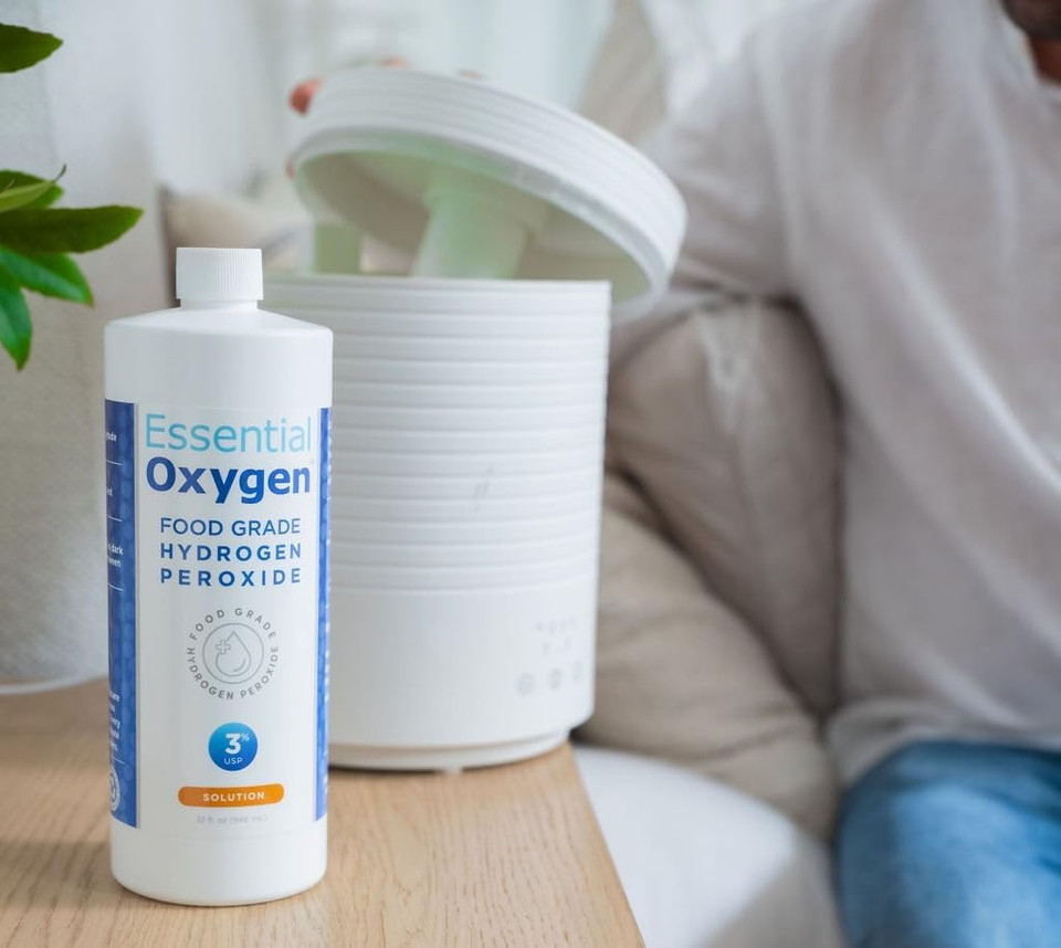 Essential Oxygen Food Grade Hydrogen Peroxide 3%, Natural Cleaner, Refill, 32 Fl Oz