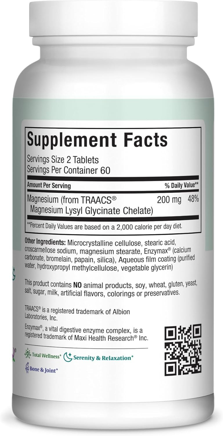 Maxi Magnesium Lysyl Glycinate Capsule - Better Absorption- 120 Capsules-Kosher