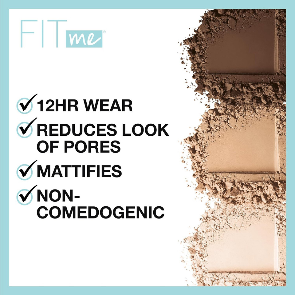 Maybelline Fit Me Matte + Poreless Pressed Face Powder Makeup & Setting Powder, Coconut, 1 Count