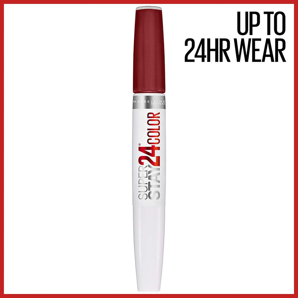 Maybelline Super Stay 24, 2-Step Liquid Lipstick Makeup, Long Lasting Highly Pigmented Color With Moisturizing Balm, Keep Up The Flame, Red, 1 Count