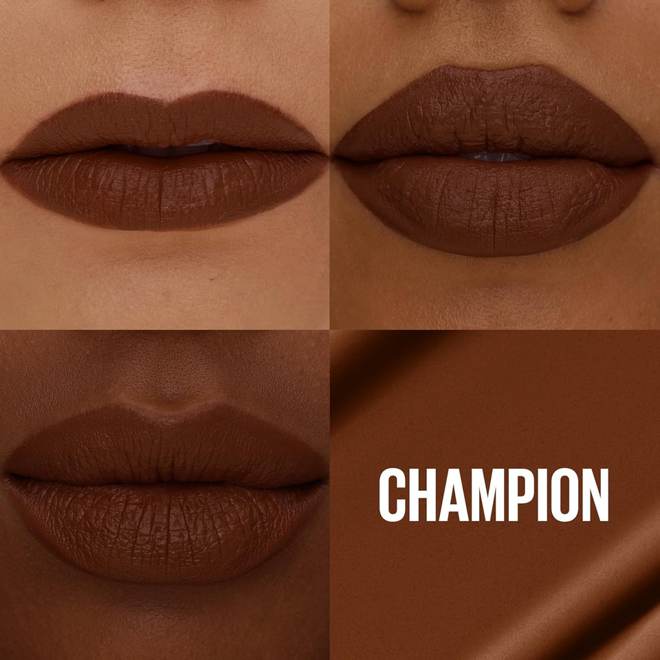 Maybelline Super Stay Matte Ink Liquid Lipstick Makeup, Long Lasting High Impact Color, Up To 16H Wear, Champion (Intense Cool Brown)