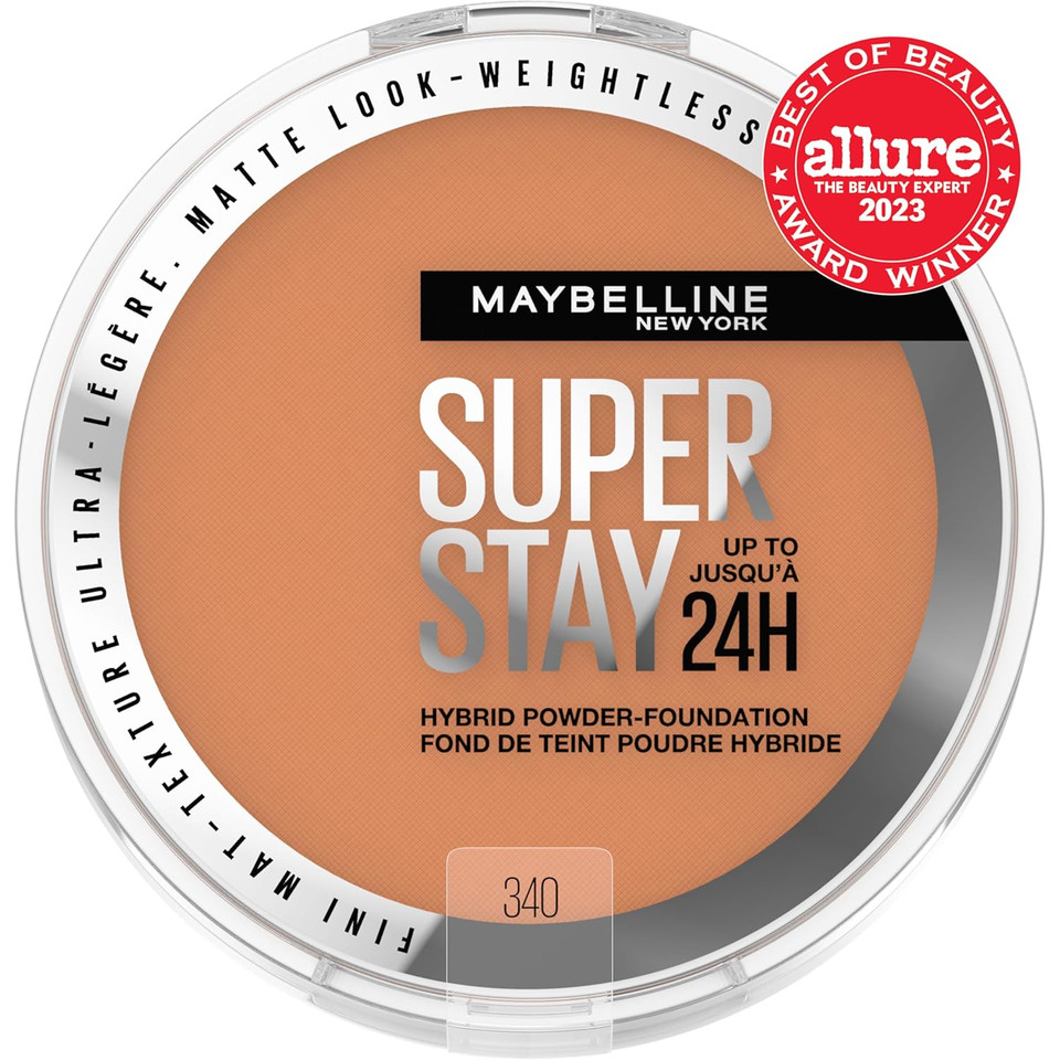 Maybelline Super Stay Up To 24Hr Hybrid Powder-Foundation, Medium-To-Full Coverage Makeup, Matte Finish, 112, 1 Count