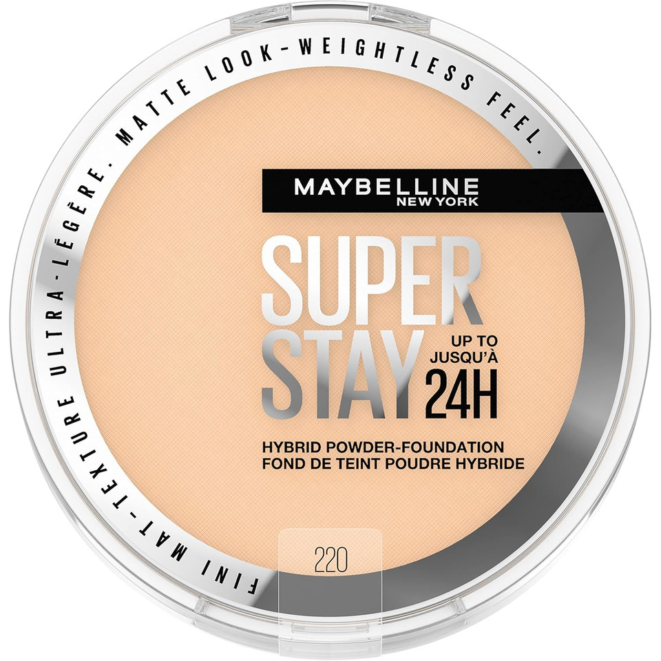 Maybelline Super Stay Up To 24Hr Hybrid Powder-Foundation, Medium-To-Full Coverage Makeup, Matte Finish, 118, 1 Count