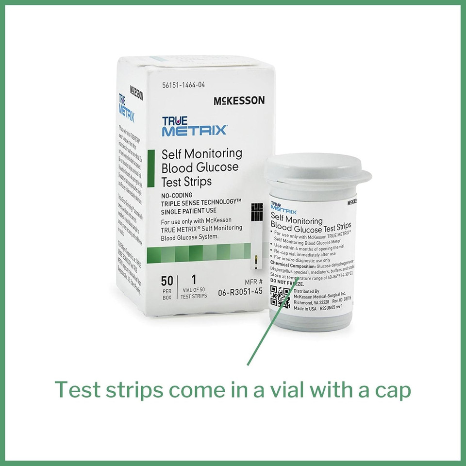 Mckesson True Metrix Blood Glucose Test Strips For Diabetes [50 Strips] Self-Monitoring System