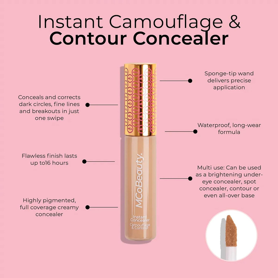 Mcobeauty Instant Concealer Camouflage & Contour, Medium, Perfecting Contour With Flawless Coverage, Vegan, Cruelty Free Cosmetics