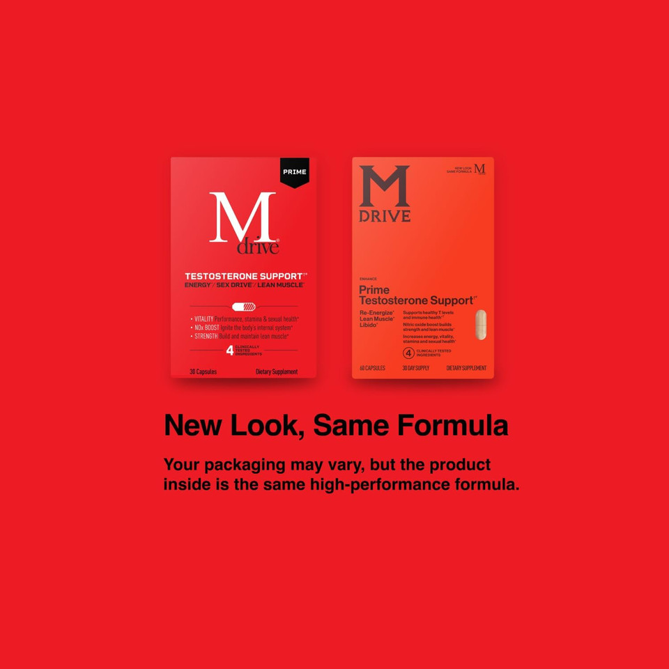 Mdrive Prime - Testosterone Support For Men, Max Energy, Stress Relief And Lean Muscle, Ksm-66 Ashwagandha, S7 Nitric Oxide Booster, Bioperine And Dhea, 60 Capsules