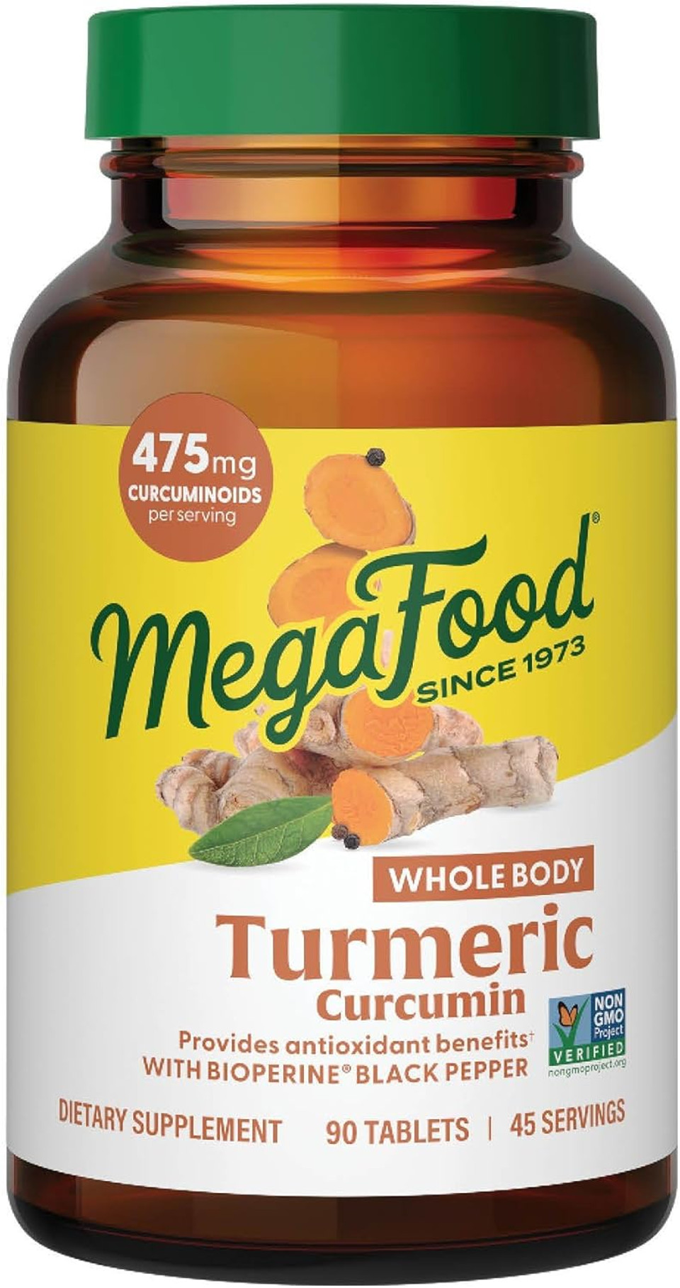 Megafood Whole Body Turmeric Curcumin Supplement - Turmeric Supplement With Black Pepper & Vitamin C - 475 Mg Curcuminoids Per Serving - Antioxidant & Immune Support - Vegan - 120 Tablets, 60 Servings