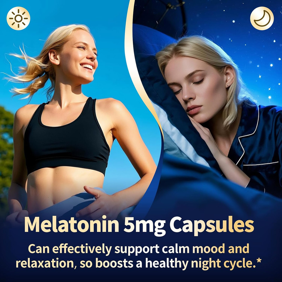 Melatonin 5Mg Extended Release Supplements - Women Men Night Support, Relaxation & Immune - 10-In-1 Melatonin Capsules With Ashwagandha & Gaba, Sugar Free, 120 Capsules, 60-Day Supply