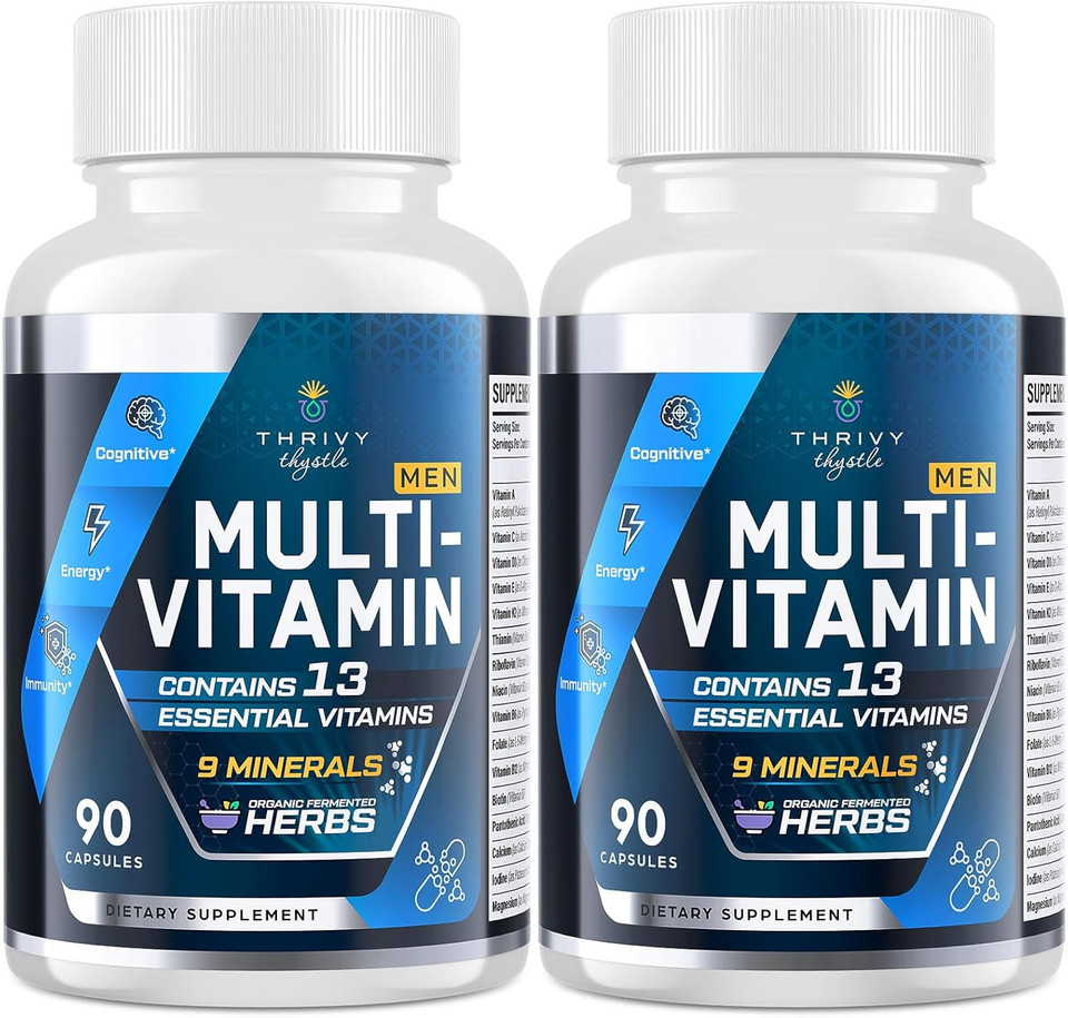 Men Multivitamins 50 Plus - Daily Multivitamin For Men With Fermented Herbal Extracts & 43 Vitamins And Minerals - Mens Vitamins Supports Memory & Brain, Energy, Bone Health