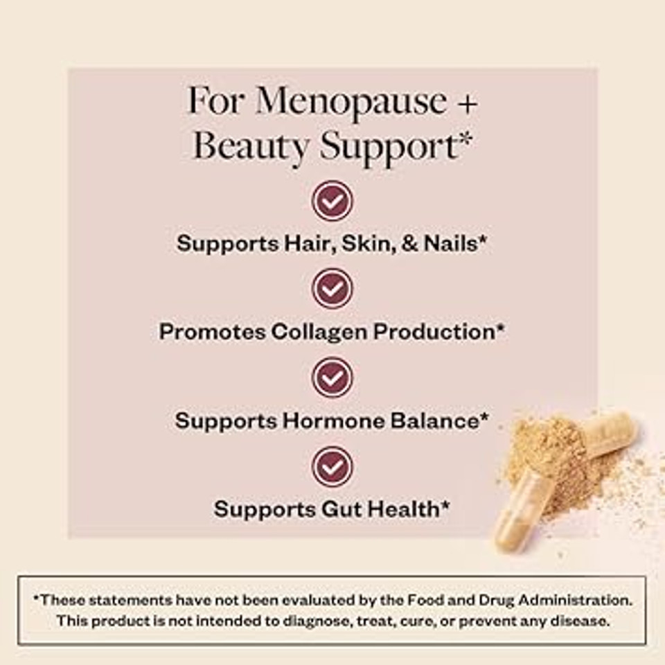 Menolabs Menoglow Dietary Supplement For Menopause Relief - 60 Capsules - Nutritional Supplement With Vitamin C & Hyaluronic Acid, Supports Hair, Skin & Nails Reduces Hot Flashes & Supports Gut Health