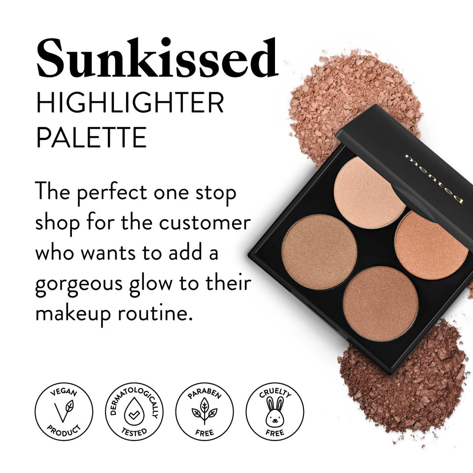 Mented Cosmetics Highlighter Palette Gold And Bronze Highlighter For Cheek, Vegan, Paraben-Free, Cruelty-Free Makeup, Natural Face Palette, Sunkissed