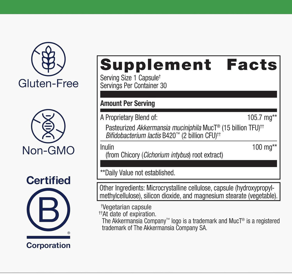 Metagenics Ultraflora Triplebiotic With Akkermansia- Digestive Supplement For Gut Health & Gut Barrier Function* - Contains Prebiotic, Probiotic & Postbiotic - 30 Capsules