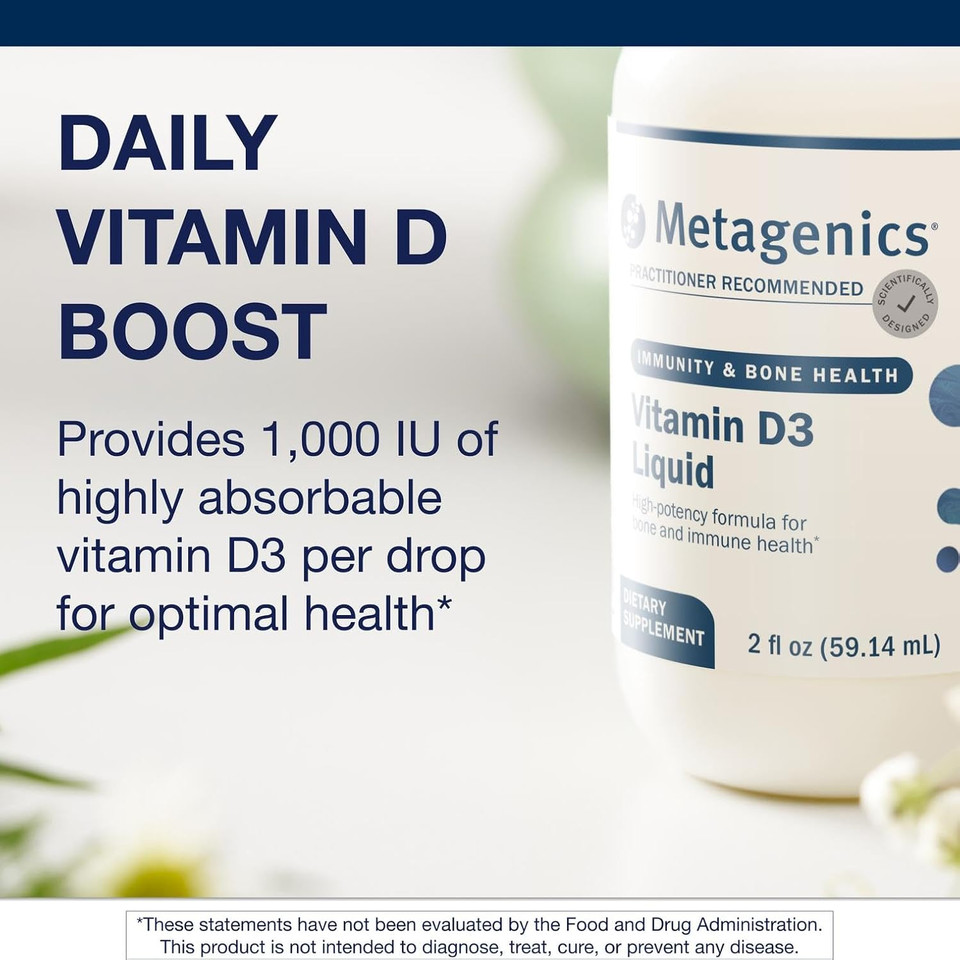 Metagenics Vitamin D3 Liquid - 2 Fl Oz - Liquid Vitamin D3 - Bone Health & Immune Support* - Suitable For Kids - 2,275 Servings