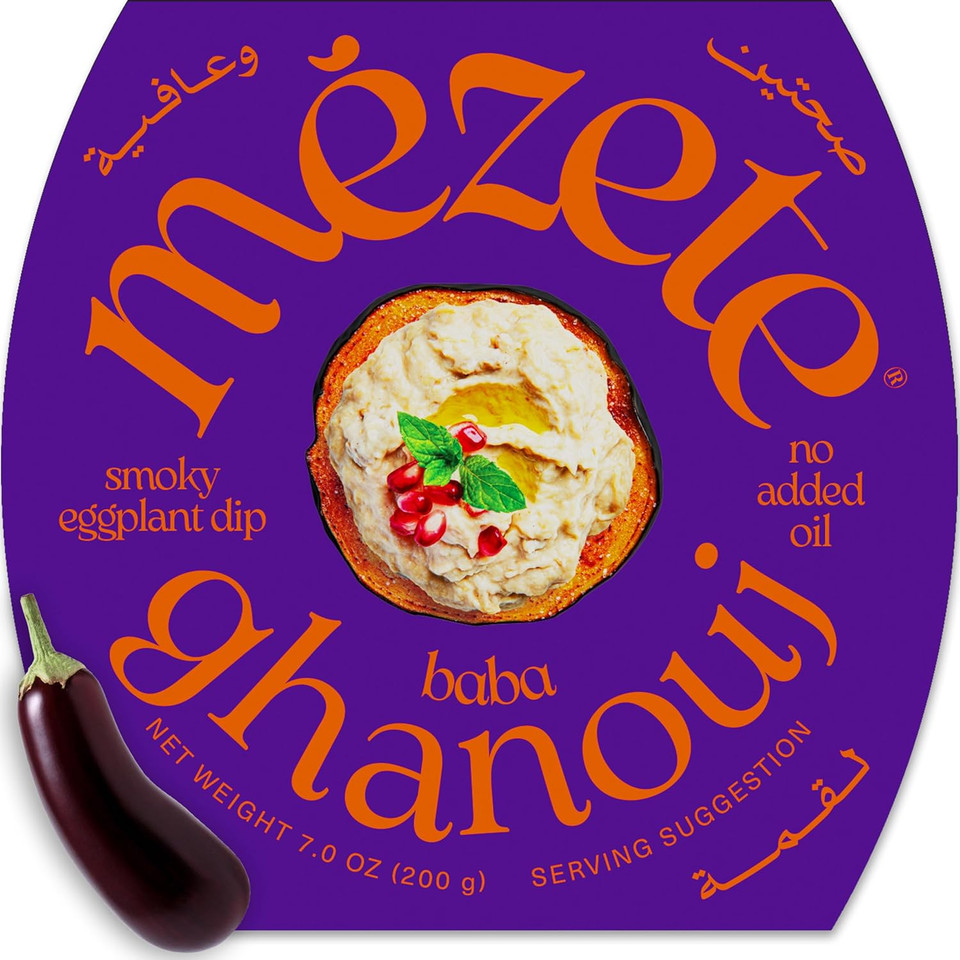 Mezete Cholesterol-Free Dip | All-Natural Baba Ganoush | Shelf-Stable | Ready To Serve | Smoky Flavor | No Added Oils | Roasted Eggplant | Non-Gmo | Gluten Free | 180G