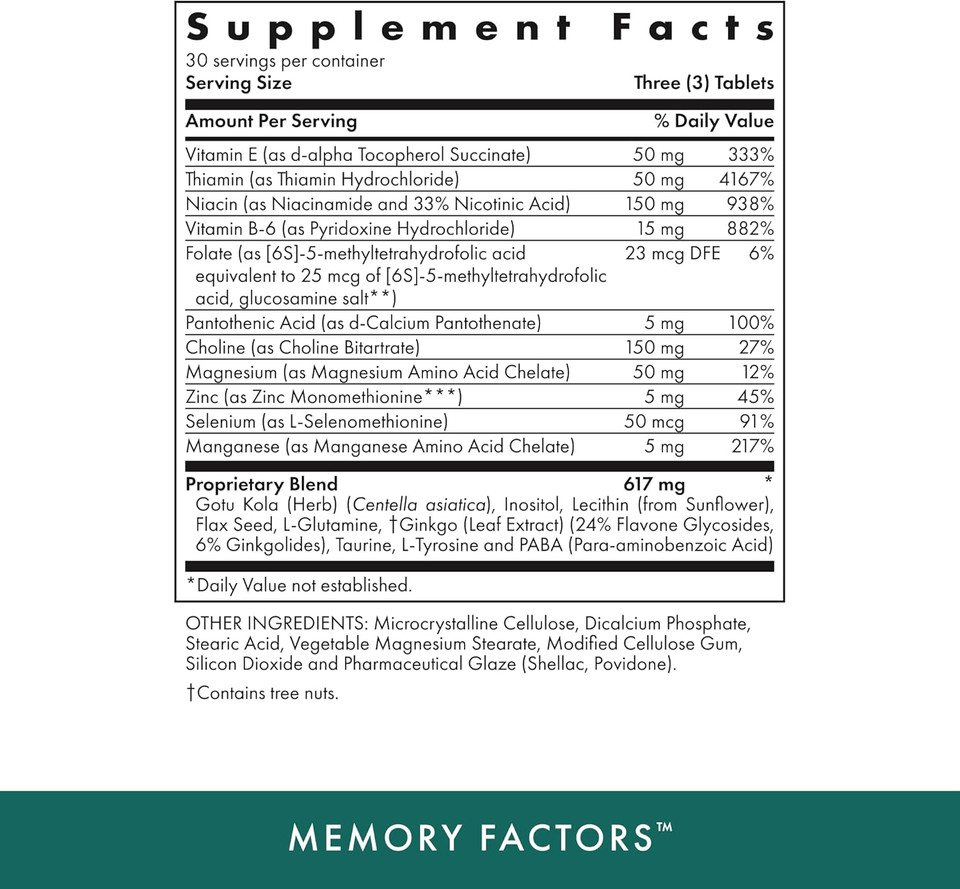 Michael'S Health Naturopathic Programs Memory Factors - 90 Vegetarian Tablets - Provides Nourishment Memory & Cognition - Kosher - 30 Servings