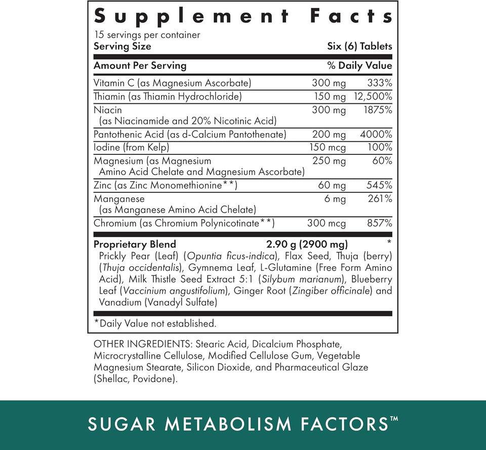 Michael'S Health Naturopathic Programs Sugar Metabolism Factors - 90 Vegetarian Tablets - Nutrients To Support The Production Of Insulin - Vegetarian, Gluten Free, Kosher - 15 Servings