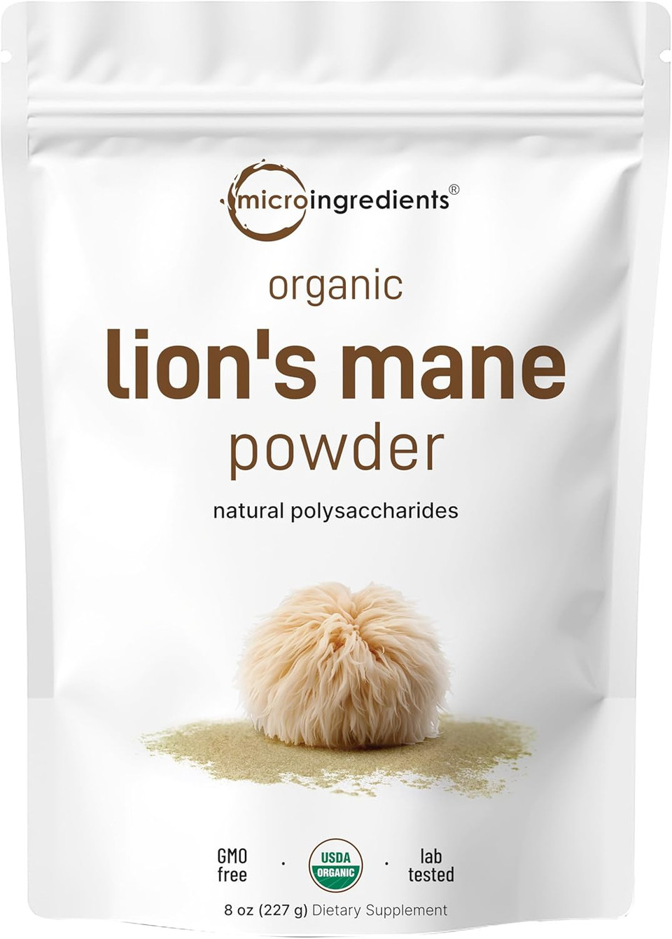 Micro Ingredients Organic LionS Mane Mushroom Powder, 16Oz | Pure Fruiting Body Superfood | Supports Brain, Focus, Energy & Immune Health | Great For Smoothies & Coffee | Filler Free, Vegan, Non-Gmo