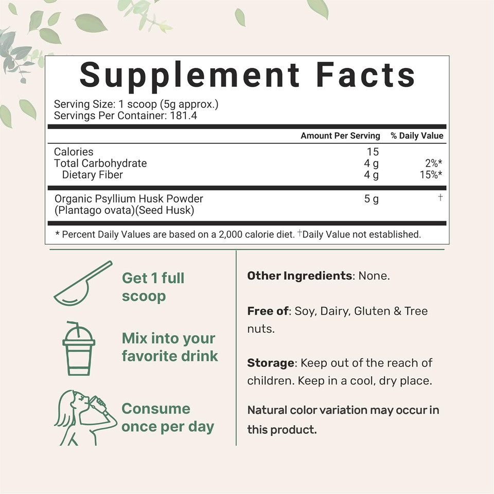 Micro Ingredients Organic Psyllium Husk Powder, 2Lbs (32Oz) | Daily Soluble Fiber Supplement | India Origin | Natural Prebiotics & Probiotics | Supports Digestive Health|Non-Gmo, Keto Friendly, Vegan
