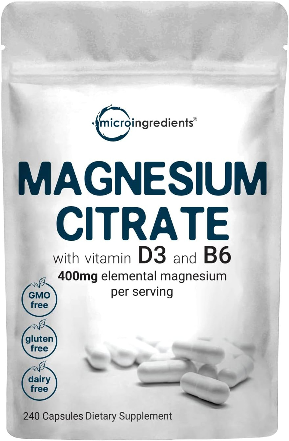 Micro Ingredients Pure Magnesium Complex, 300 Capsules | Triple Magnesium Glycinate, Malate, Taurate With Vitamin C | 100% Chelated | Supports Muscles, Nerves, & Energy | Only Active Ingredients