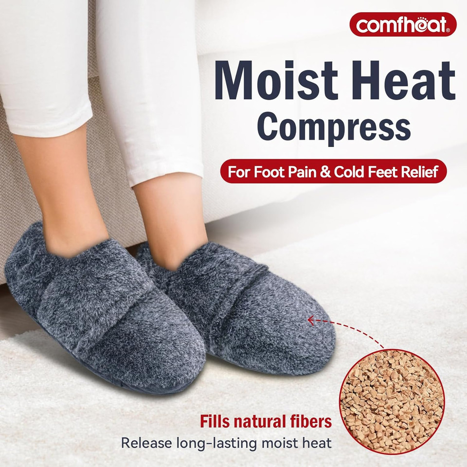 Microwavable Heated Slippers For Women And Men - Heating Booties Warming Slippers For Heat Cold Therapy, Microwave Heated Foot Warmers Socks - Plush Fabric Removable Washable Cover