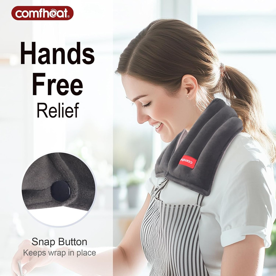 Microwavable Heating Pads For Neck Pain Relief, Moist Heated Neck Wrap Warmer, Cold And Hot Compress With Lavender Aroma, Versatile Microwave Heat Pad For Sore Muscle Relief, 25 X 5.7 Inches