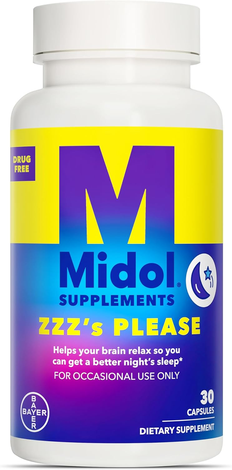Midol Supplements ZzzS Please, 1 Mg Melatonin Capsule, Sleep Supplement For Adults, Formulated With Melatonin And Passionflower, Sleep Supplements For Better Sleep, 30 Count