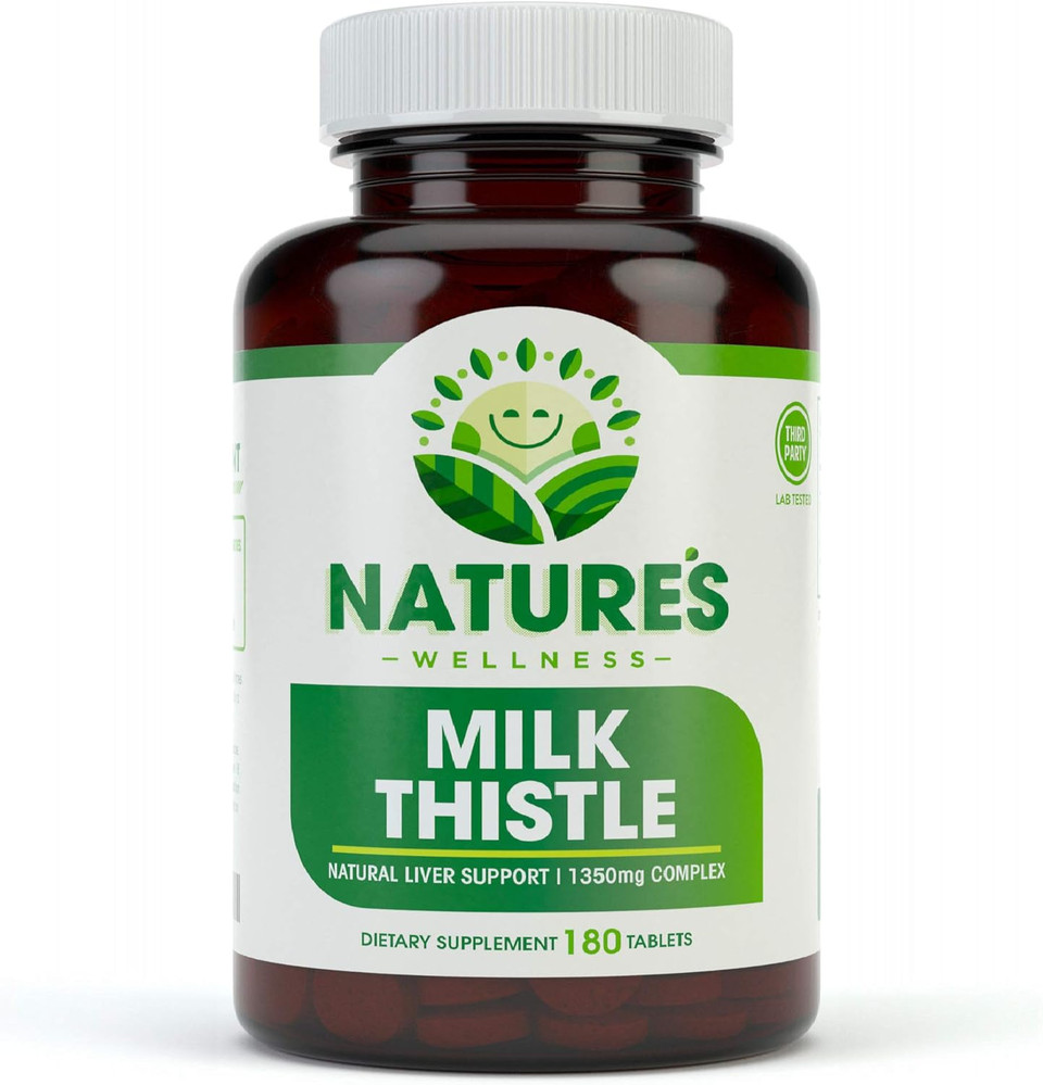 Milk Thistle - 180 Count - Standardized Silymarin Extract For Maximum Liver Support - Detox, Cleanse & Maintain Your Liver  1350 Mg Extract & Seed Complex - Natural Herbal Supplement - 60 Servings