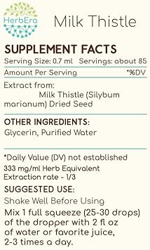 Milk Thistle B60 Alcohol-Free Herbal Extract Tincture, Concentrated Liquid Drops Natural Milk Thistle (Silybum Marianum) Dried Seed (2 Fl Oz)