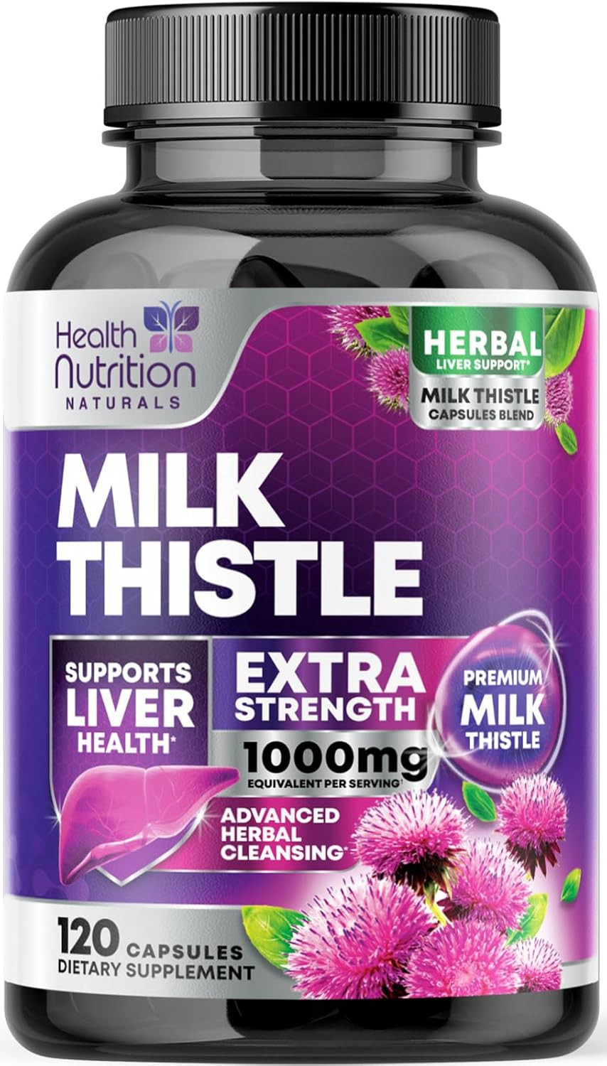 Milk Thistle Supplement - Liver Cleanse Detox & Repair Formula With Dandelion 1000Mg Supplements - Nature'S Herbal Milk Thistle Extract W/Silymarin Marianum, Supports Liver Health - 60 Capsules