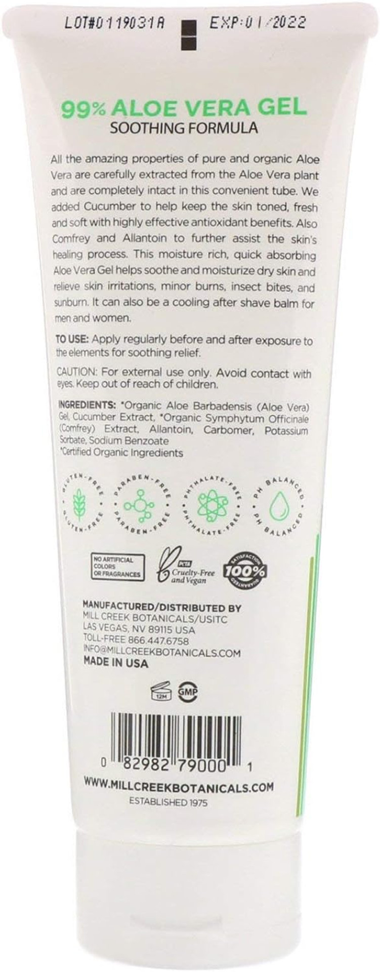 Mill Creek 99% Aloe Vera Gel 8 Oz