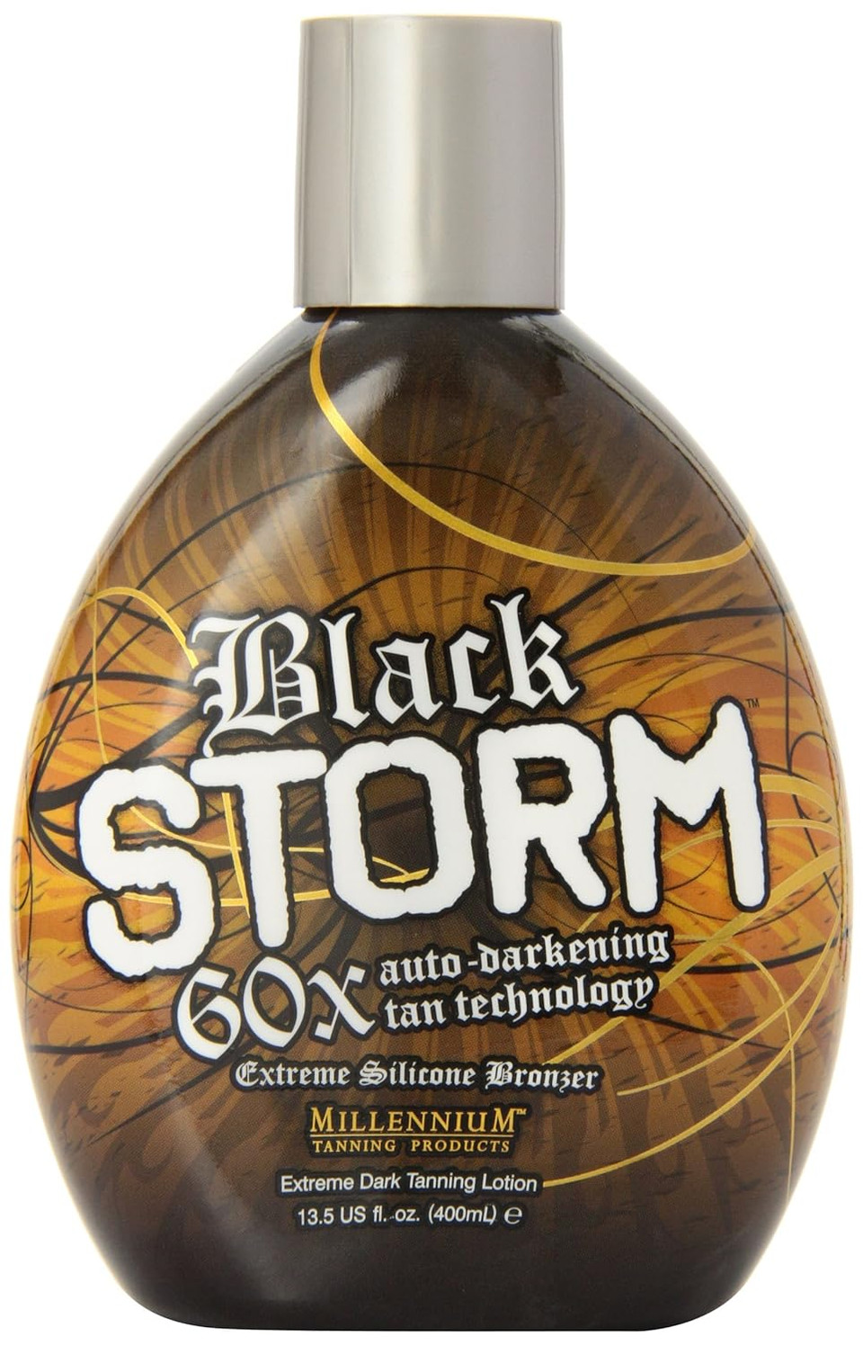 Millenium Tanning - Black Storm Premium Tanning Lotion, 60X Auto-Darkening Tan Technology Extreme Silicone Bronzer - 13.5 Ounce