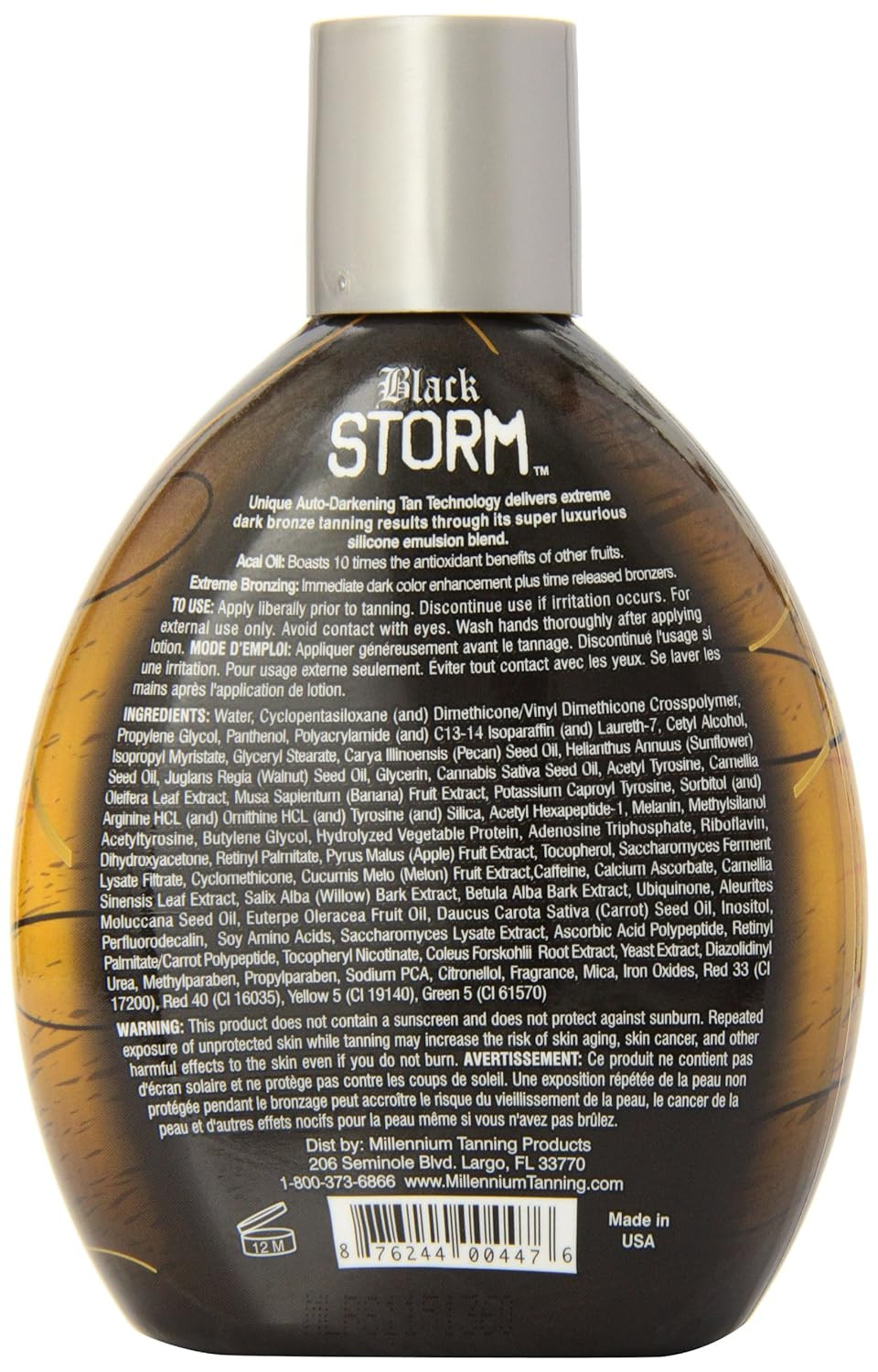 Millenium Tanning - Black Storm Premium Tanning Lotion, 60X Auto-Darkening Tan Technology Extreme Silicone Bronzer - 13.5 Ounce