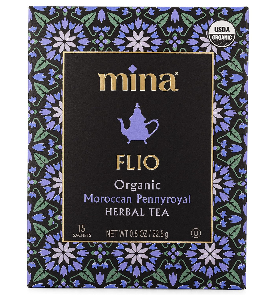 Mina Flio Organic Moroccan Pennyroyal Herbal Tea, 15 Biodegradable Sachets - Refreshing Moroccan Mint Tea Bags, Herbal Tea, Caffeine-Free Moroccan Pennyroyal Mint Tea Bags