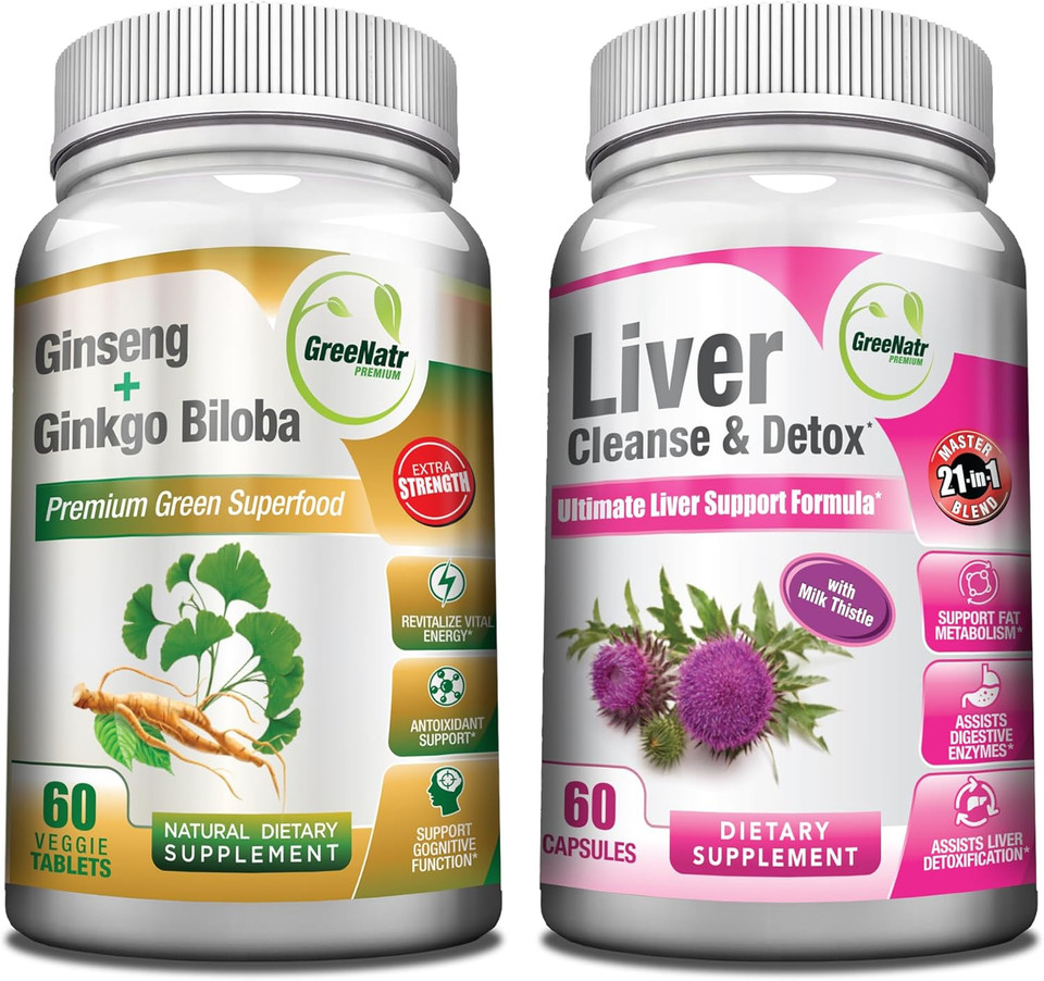 Mind And Body Well-Being Premium Supplement: Liver Cleanse Detox & Repair Formula, Plus: Panax Ginseng + Ginkgo Biloba Tablets To Elevate Your Vitality