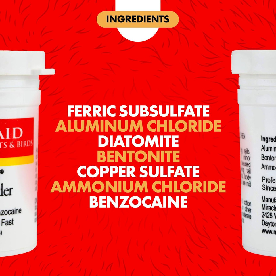 Miracle Care Kwik Stop Styptic Powder For Dogs, Cats And Birds, 1.5 Ounce, Fast-Acting Blood Stop Powder With Pain Relieving Benzocaine