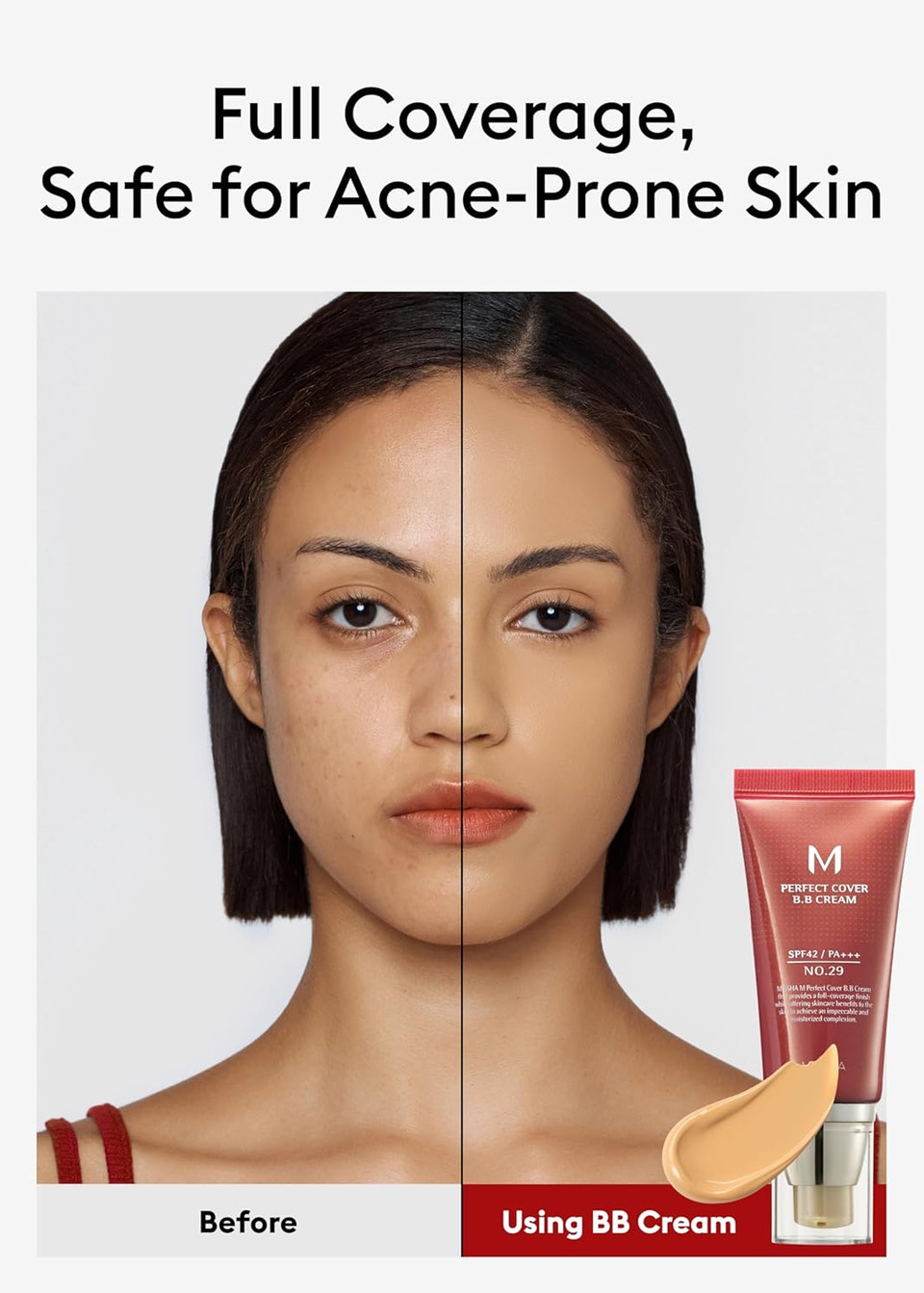 Missha M Perfect Cover Bb Cream No.29 Caramel Beige - Medium/Tan With Warm Undertone Spf 42 Pa+++ 1.69 Fl Oz - Tinted Moisturizer With Spf