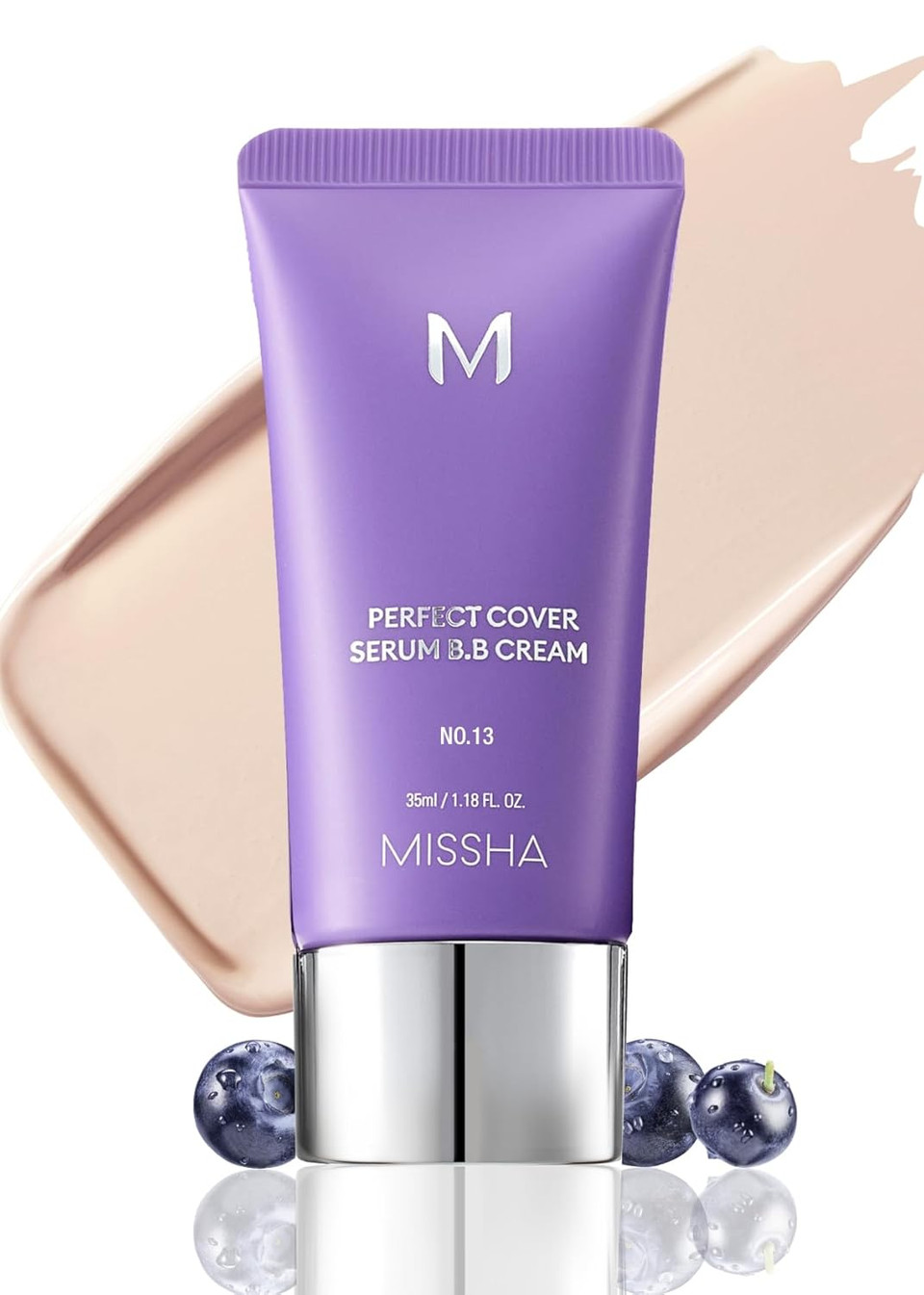 Missha M Perfect Cover Serum Bb Cream No.13 Light Fair- Fair With Cool Undertone, Skin Tint, Tinted Moisturizer, Skin Care Foundation Makeup, Superfood Complex, Glass Skin, Korean Makeup,1.18 Fl Oz