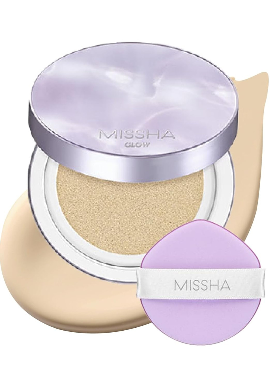 Missha Serum Cushion Glow Layering Fit Cushion Foundation No.21 Vanilla Light Beige For Bright Skin, Korean Foundation Makeup, Rich-Texture, Full-Coverage, 24-Hr Hydrating, Triple Glow System