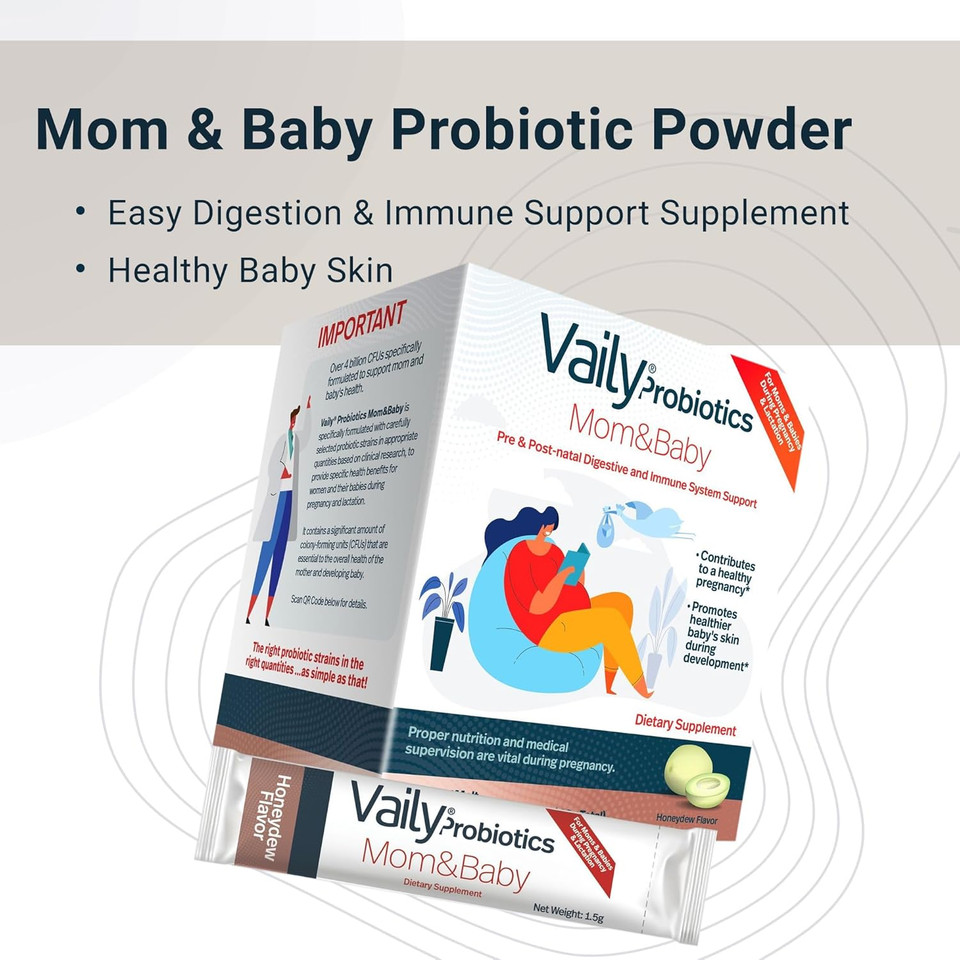 Mom & Baby Probiotic - Post & Prenatal Vitamins Probiotics Powder For Women - Strengthens Immune System & Digestive Health, Healthy Baby Skin - Prenatal Essentials, Easy Digestion - 30 Sticks