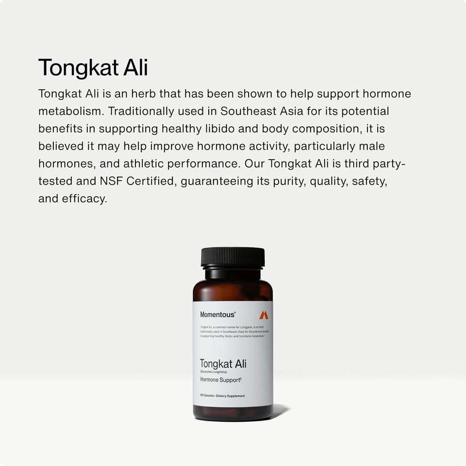 Momentous Tongkat Ali Supplement - Longjack Root Extract Powder For Men & Women - Supports Hormone Balance, Performance, & Mood - Natural Wellness - Nsf Certified For Sport® - 400 Mg - 30 Servings
