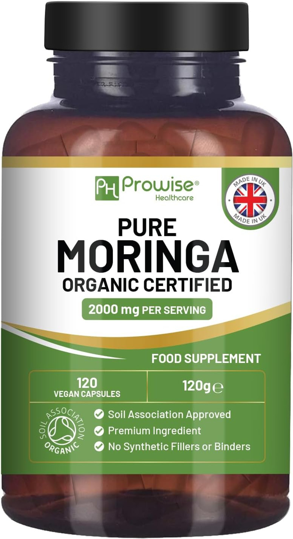 Moringa Capsules 2000Mg - 120 Vegan Moringa Leaves Capsules | Made In Uk By Prowise Healthcare