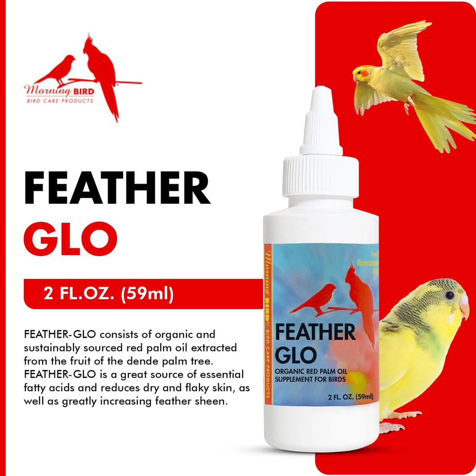 Morning Bird Feather Glo 8 Oz  Palm Oil Supplement For Birds  Supports Pet Skin Treatment Spray, Feather Shine & Immune Health  Vitamin, Mineral & Energy Support For All Bird Types