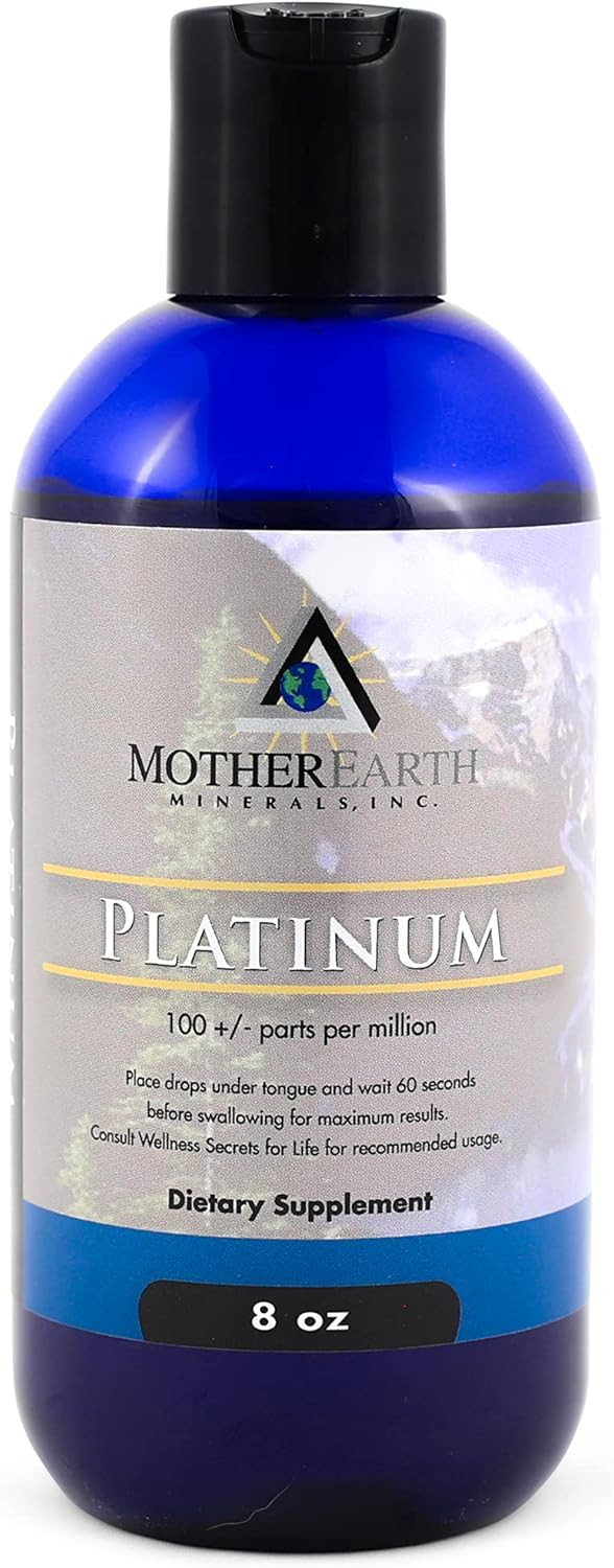 Mother Earth Minerals - Platinum - Vital For Cellular Longevity & Vitality, Energize The Human Cell - 8 Ounce 96 Servings