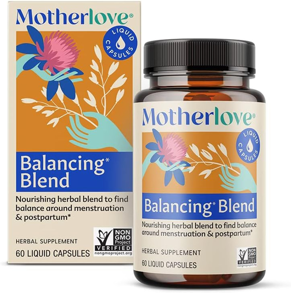 Motherlove Balancing Blend (60 Liquid Caps) Herbal Supplement For Period & Postpartum Hormonal HealthNon-Gmo, Organic Herbs, Vegan, Kosher