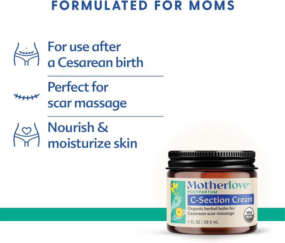 Motherlove C-Section Cream (1Oz) Organic Herbal Nourishing Scar CreamSoothes Discomfort While Minimizing Appearance & Reducing Scar Tissue Build-UpNon-Gmo, Cruelty-Free