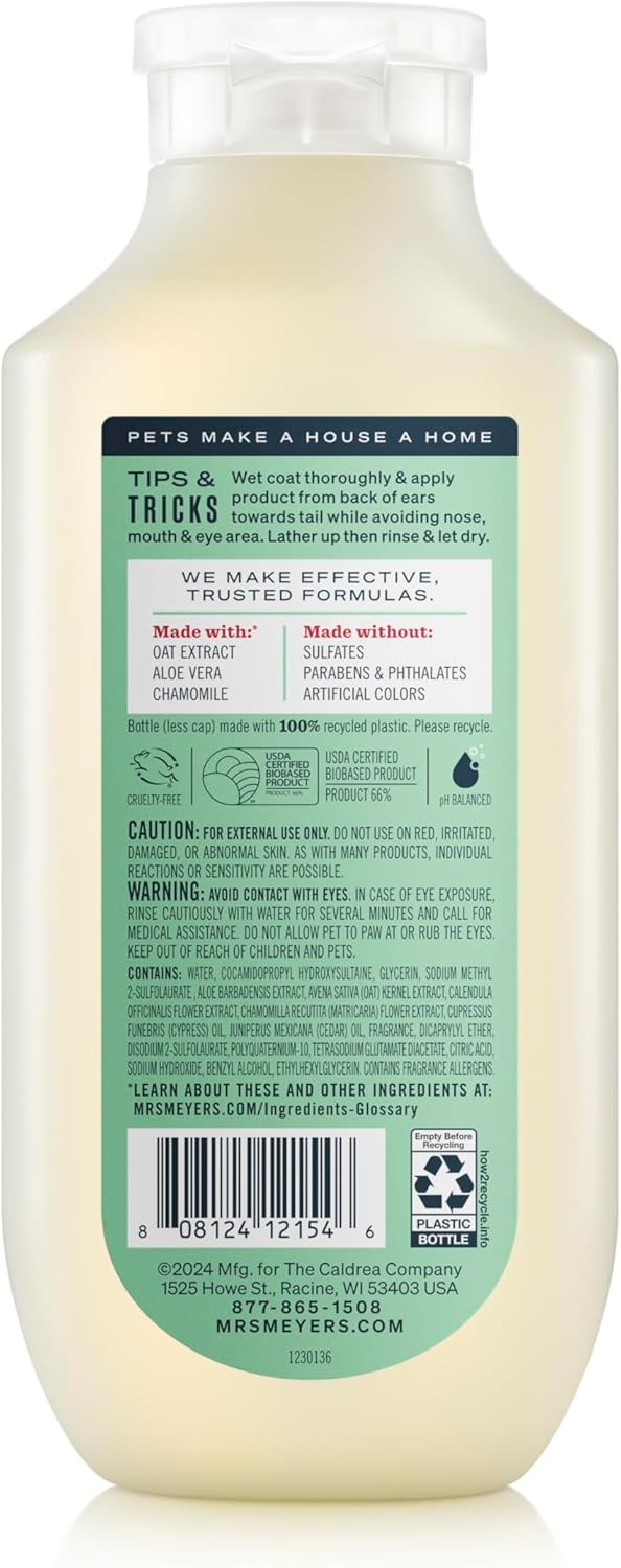 Mrs. Meyer'S Clean Day 3 In 1 Dog Shampoo, White Peach Scent, 14Oz