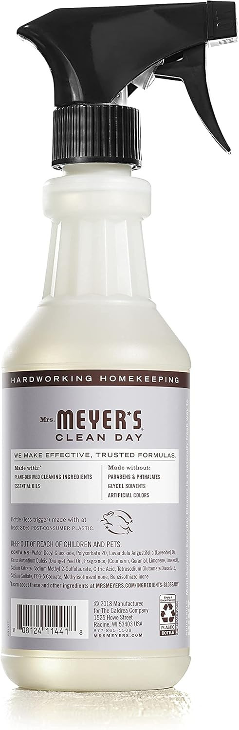 Mrs. Meyer'S Clean Day Multi Purpose Cleaner, Lavender Scent, 16 Oz Spray Bottle
