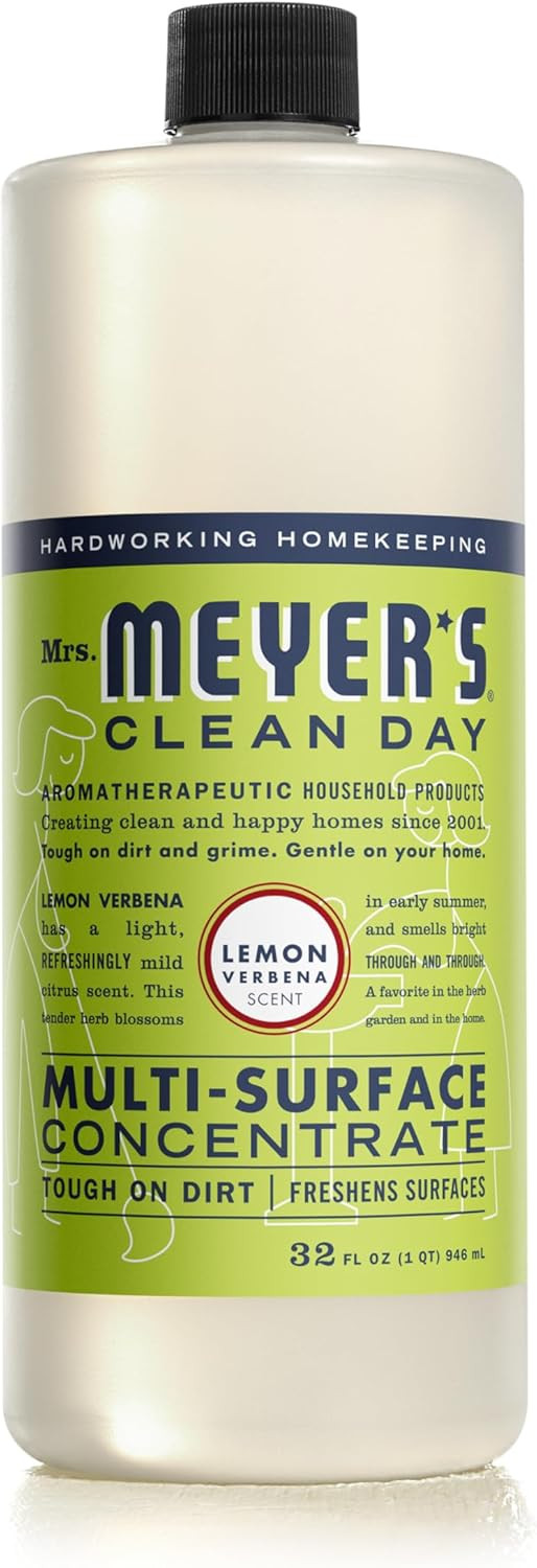 Mrs. Meyer'S Clean Day Multi-Surface Cleaner Concentrate, Use To Clean Floors, Tile, Counters, Lemon Verbena, 32 Fl. Oz