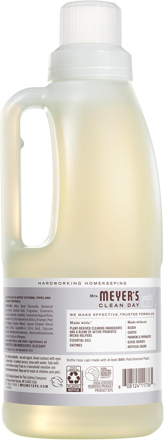 Mrs. Meyer'S Clean Day Probiotic Drain Maintenance Liquid, Lemon Verbena, Freshens Disposals And Drains, 32 Fl Oz